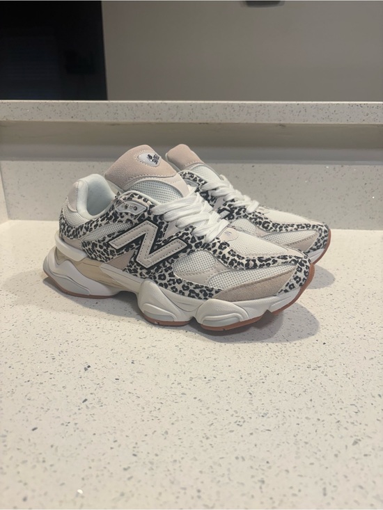 New Balance Shoes - New Balance Women’s White and Beige Leopard-Print Sneakers